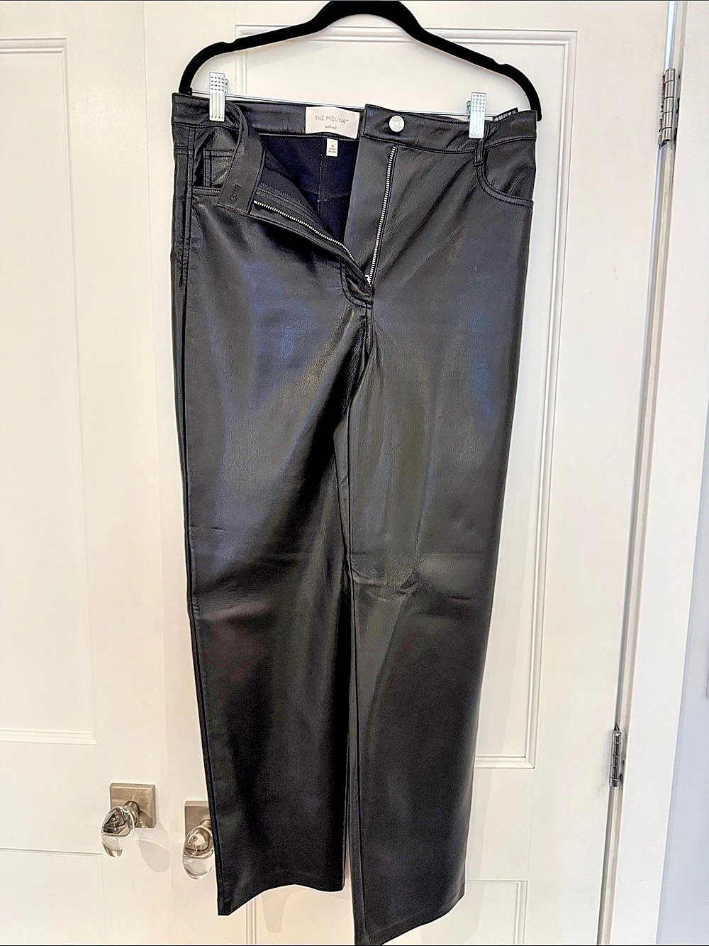 The Melina Black Faux Leather Pants Size 10 Like New